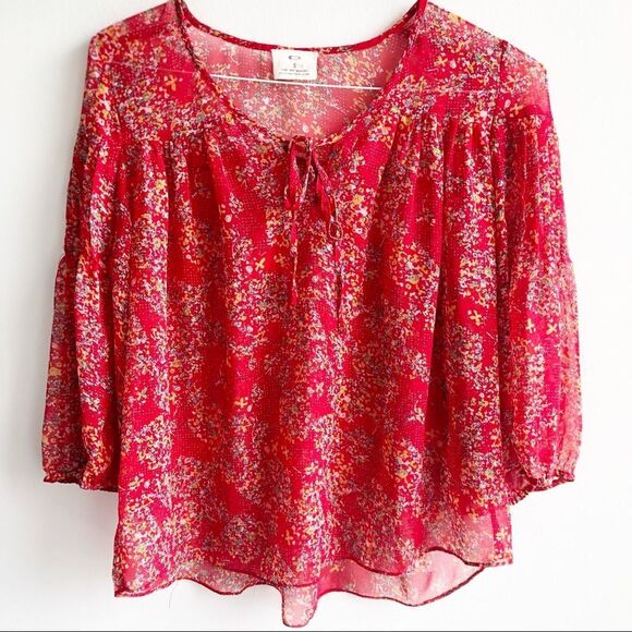 Urban Outfitters Pins and Needles Red Blouse Small - Picture 1 of 7